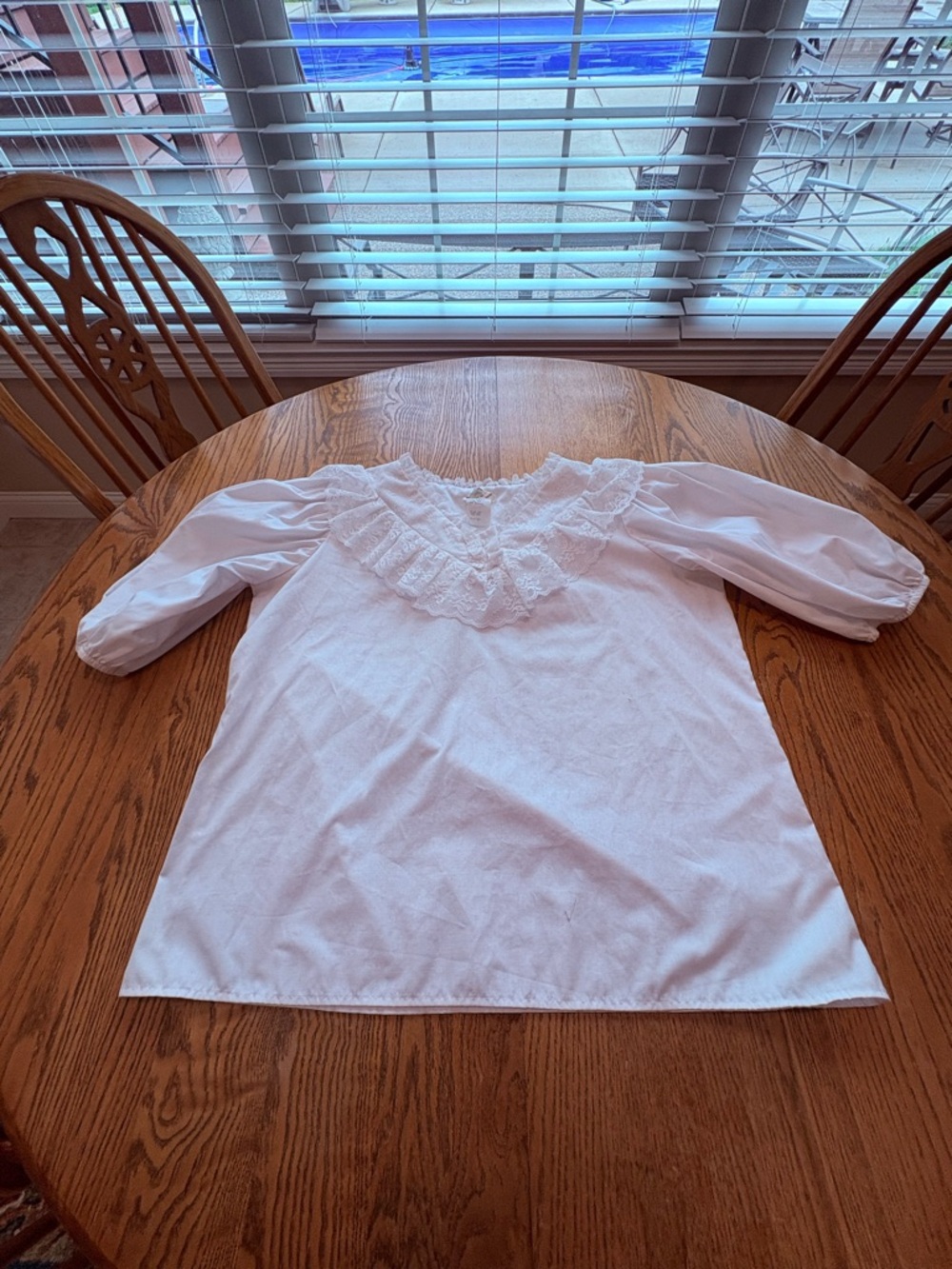 Vintage White Lace Ruffled Blouse Square Dance Collection Western Wear Size XL